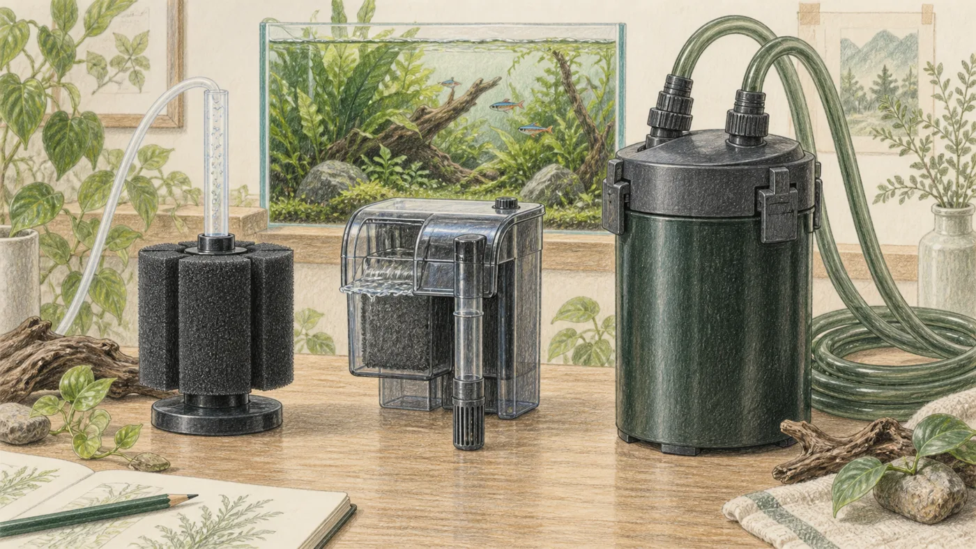 水槽用フィルターを描いた色鉛筆画